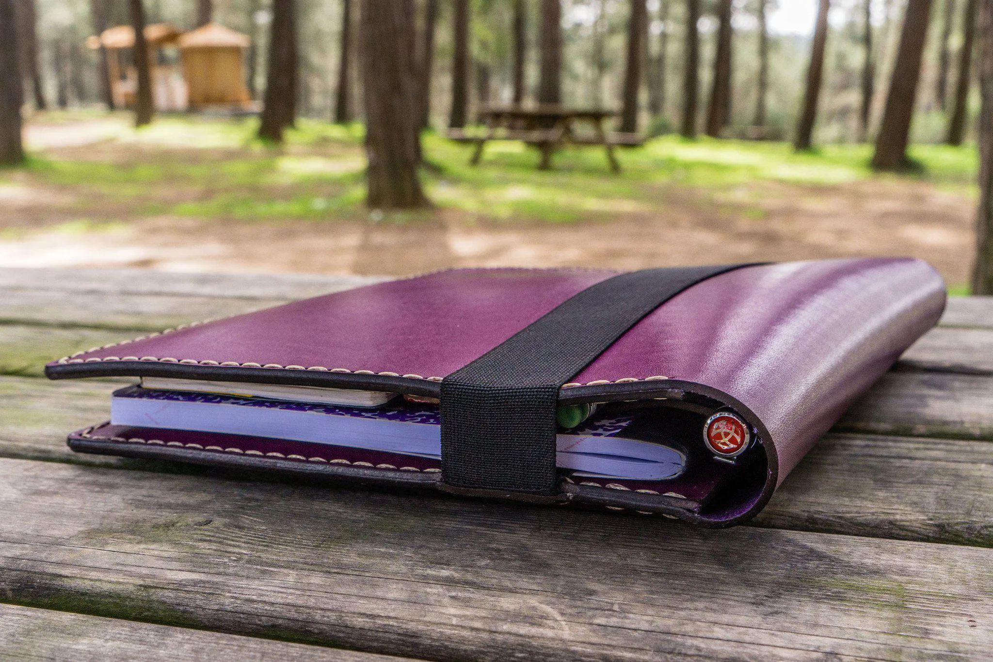 Leather Leuchtturm1917 B5 Notebook & iPad Air/Pro Cover - Purple