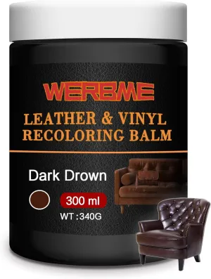 Leather Recoloring Balm & Color Restorer - 10OZ Multipurpose Dye & Paint for Faded Leather Couches, Car Seats, Shoes | Fix Scratches on Clothing, Furniture & Accessories(Dark Brown)