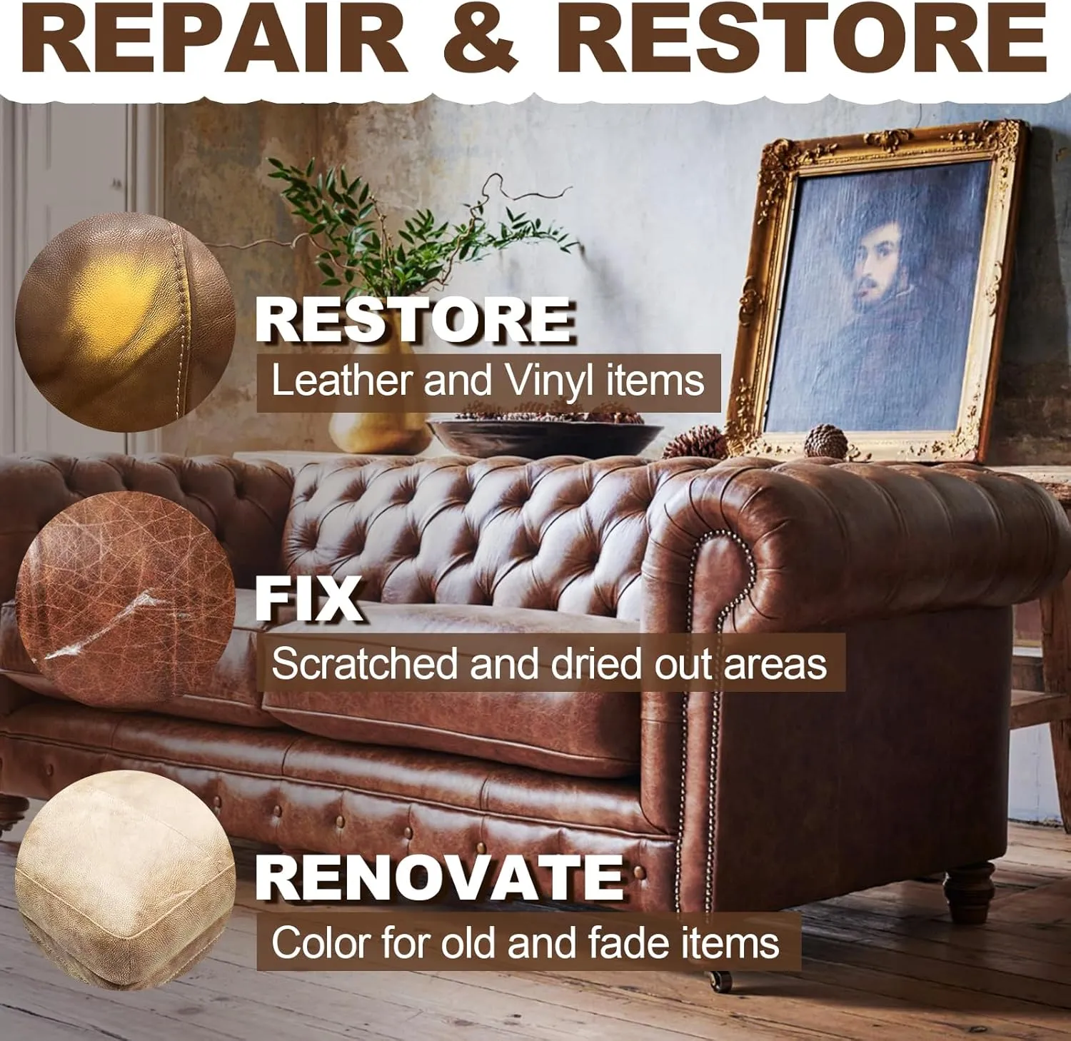 Leather Recoloring Balm, Leather Repair Kit, Leather Dye, Leather Color Restorer, Leather Scratch Remover, Leather Couch Paint, Repair, Leather Scratch Repair, Leather Restorer(Black with Oil)