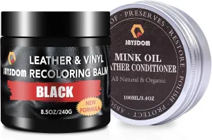 Leather Recoloring Balm, Leather Repair Kit, Leather Dye, Leather Color Restorer, Leather Scratch Remover, Leather Couch Paint, Repair, Leather Scratch Repair, Leather Restorer(Black with Oil)