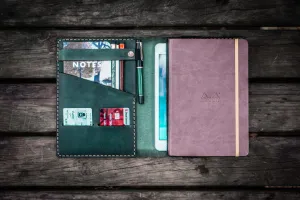 Leather Rhodia A5 Notebook & iPad Mini Cover - Crazy Horse Forest Green