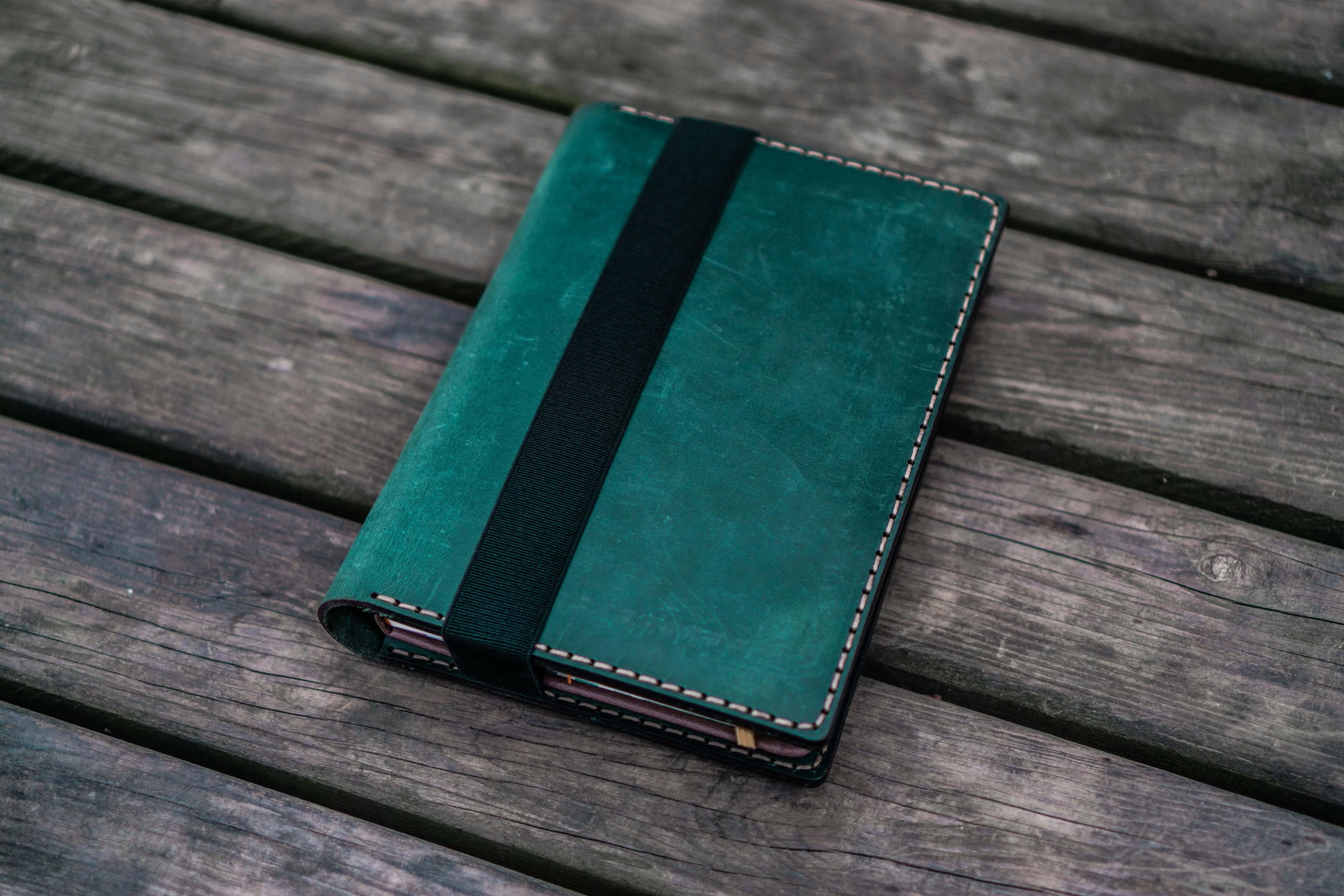 Leather Rhodia A5 Notebook & iPad Mini Cover - Crazy Horse Forest Green