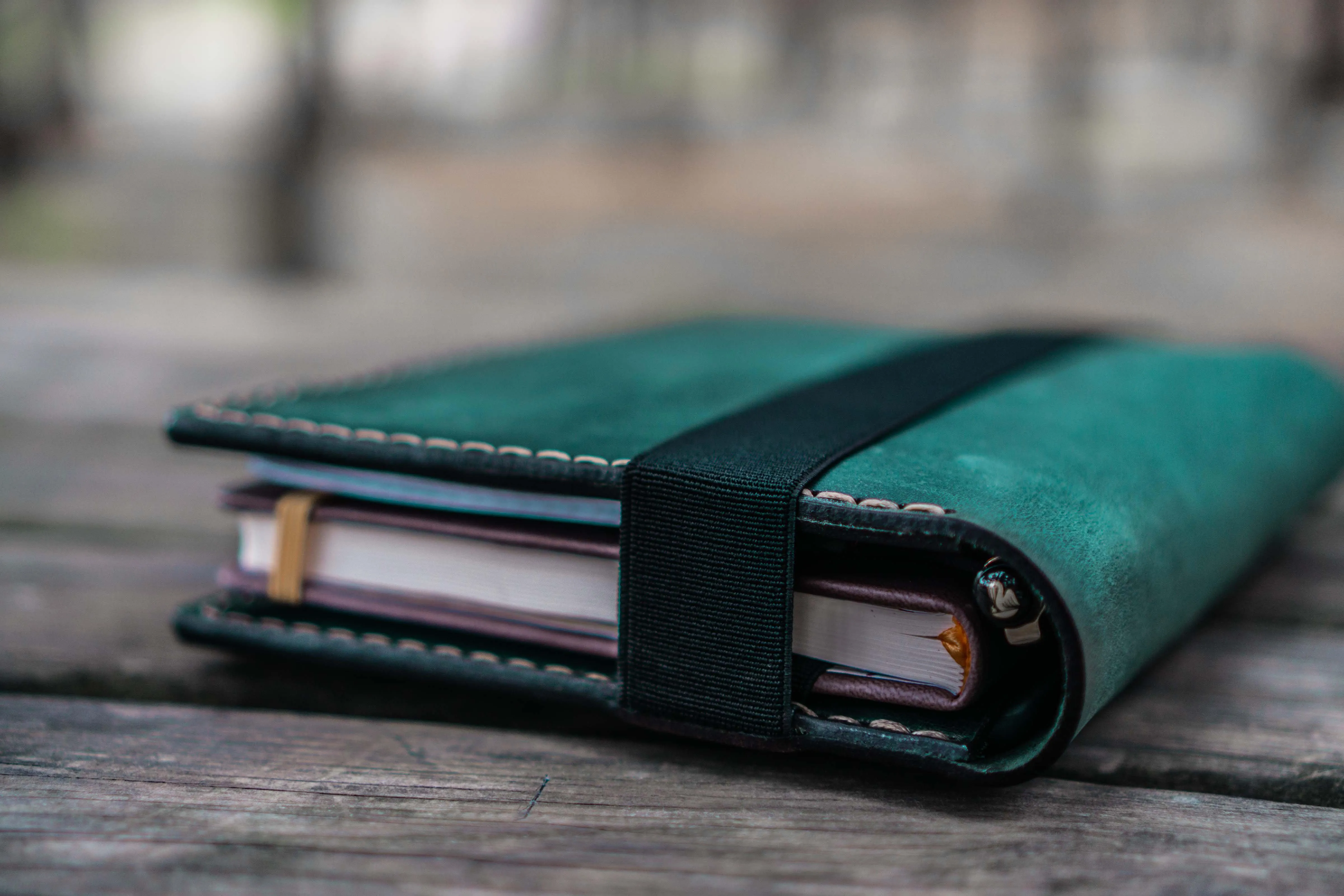 Leather Rhodia A5 Notebook & iPad Mini Cover - Crazy Horse Forest Green