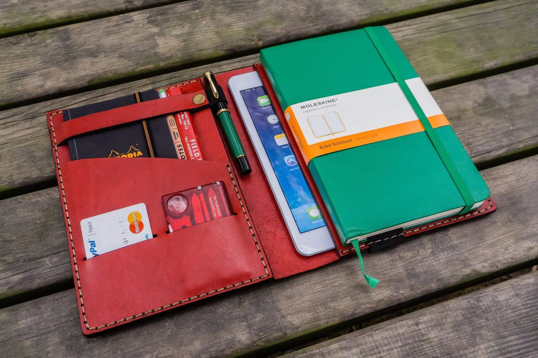 Leather Rhodia A5 Notebook & iPad Mini Cover - Red