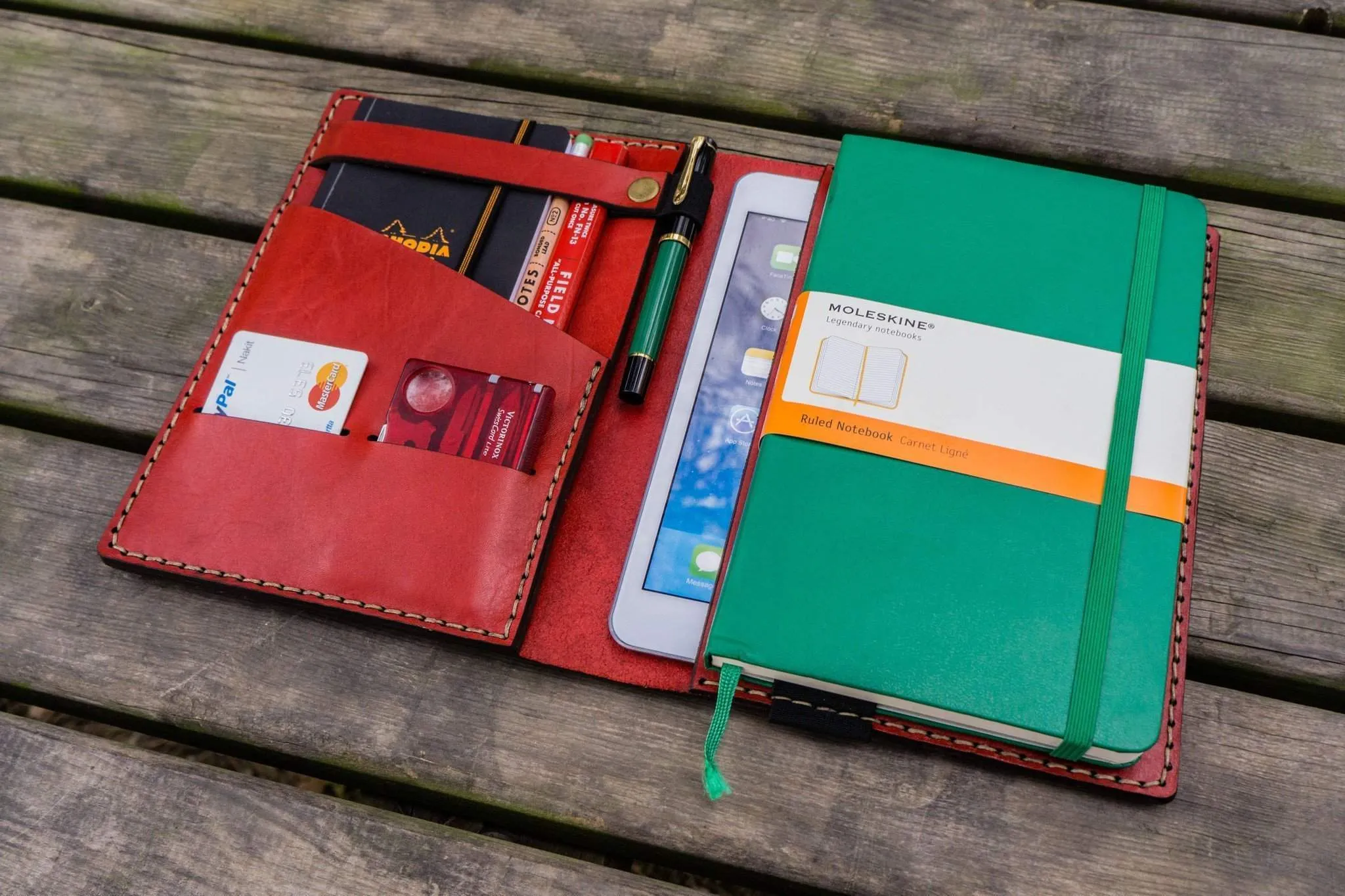 Leather Rhodia A5 Notebook & iPad Mini Cover - Red