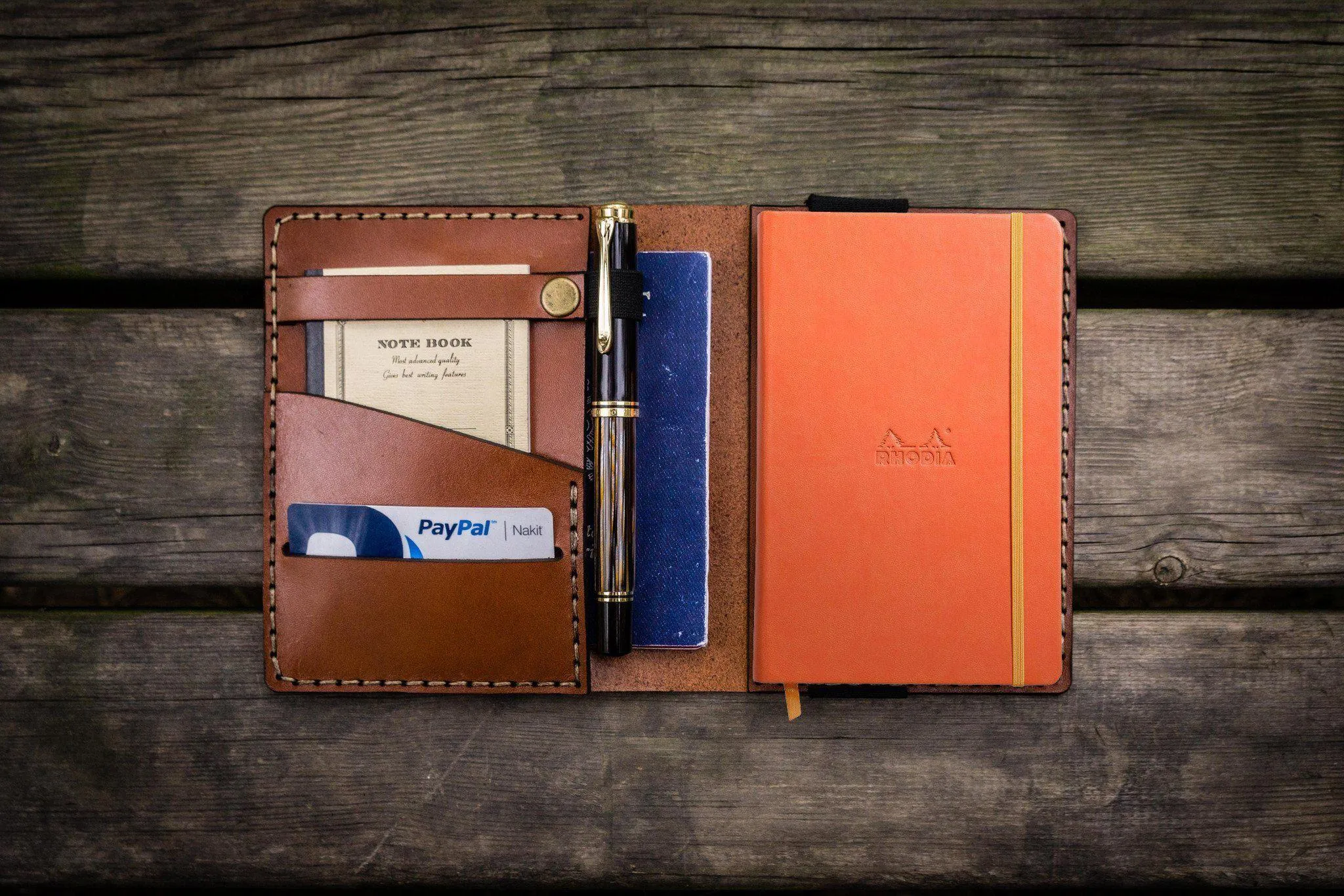 Leather Rhodia A6 Notebook Cover - Brown