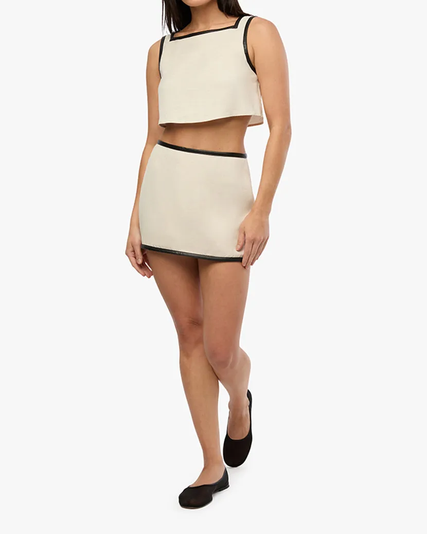 Leather Trim Mini Skirt