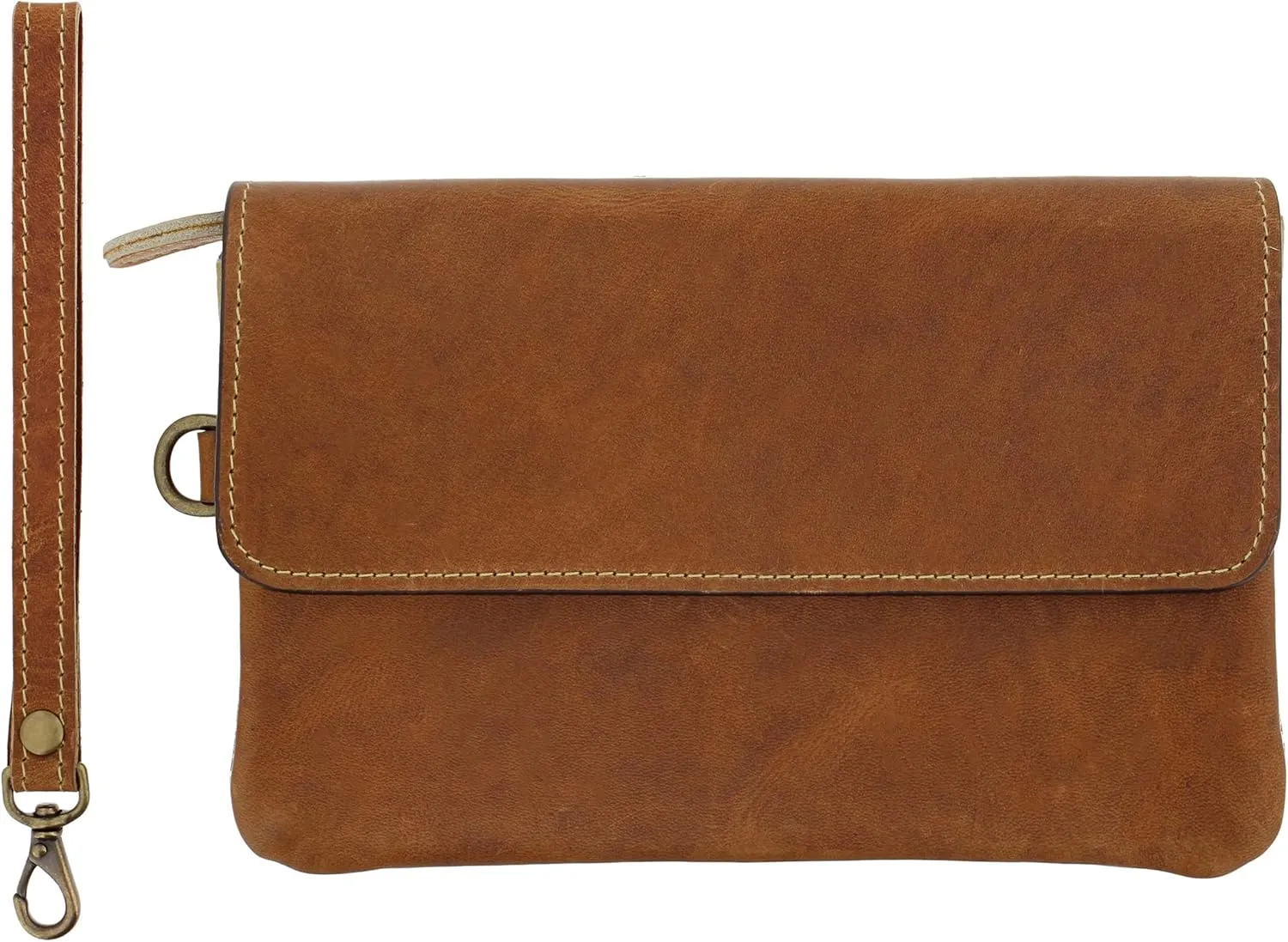 Leather Wallet Clutch with Wristlet - 5.3 x 8in Women Purse Envelope Clutch with Magnet Closure