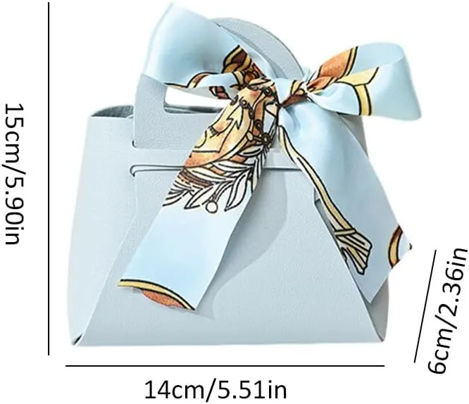Leather Wedding Candy Gift Bags with Handle Reusable Creative Candy Box Bridal Gifts Party Favor Boxes for Baby Showers Birthday Christmas Halloween Anniverary (6 Pack Blue Green)