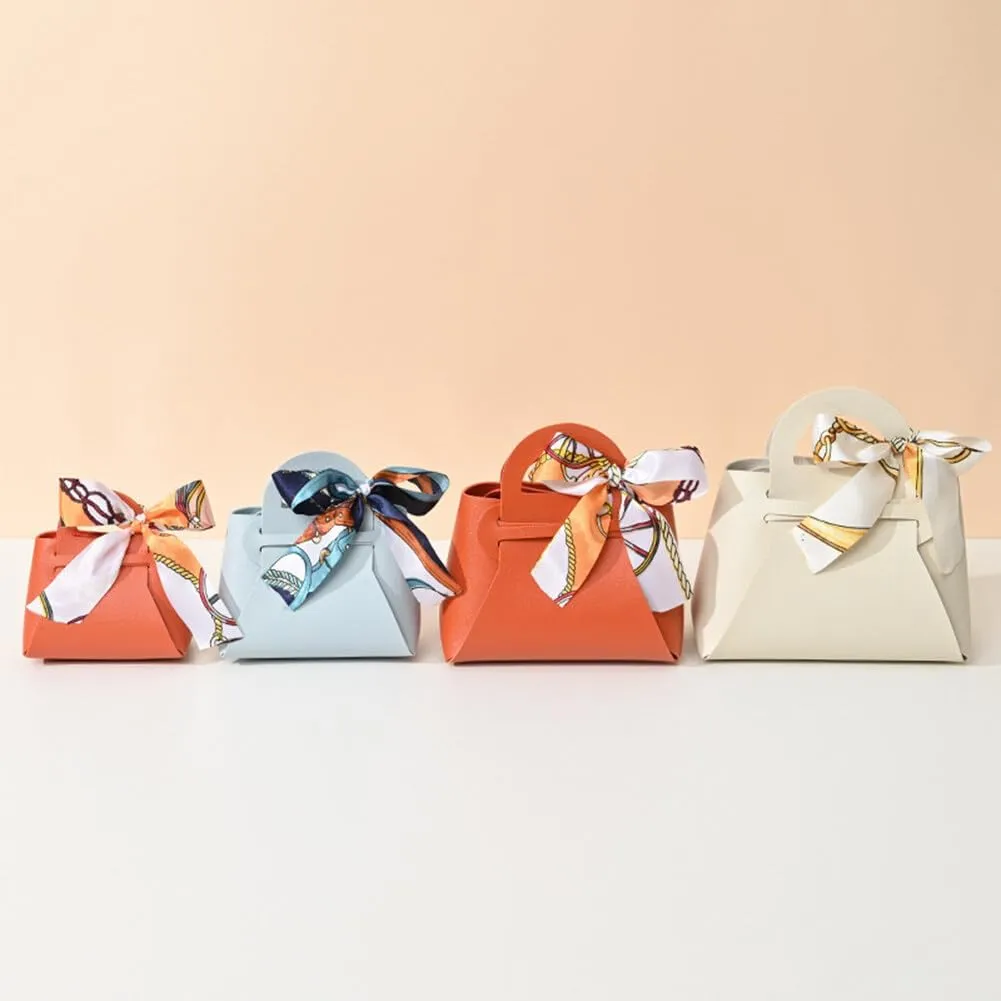 Leather Wedding Candy Gift Bags with Handle Reusable Creative Candy Box Bridal Gifts Party Favor Boxes for Baby Showers Birthday Christmas Halloween Anniverary (6 Pack Blue Green)