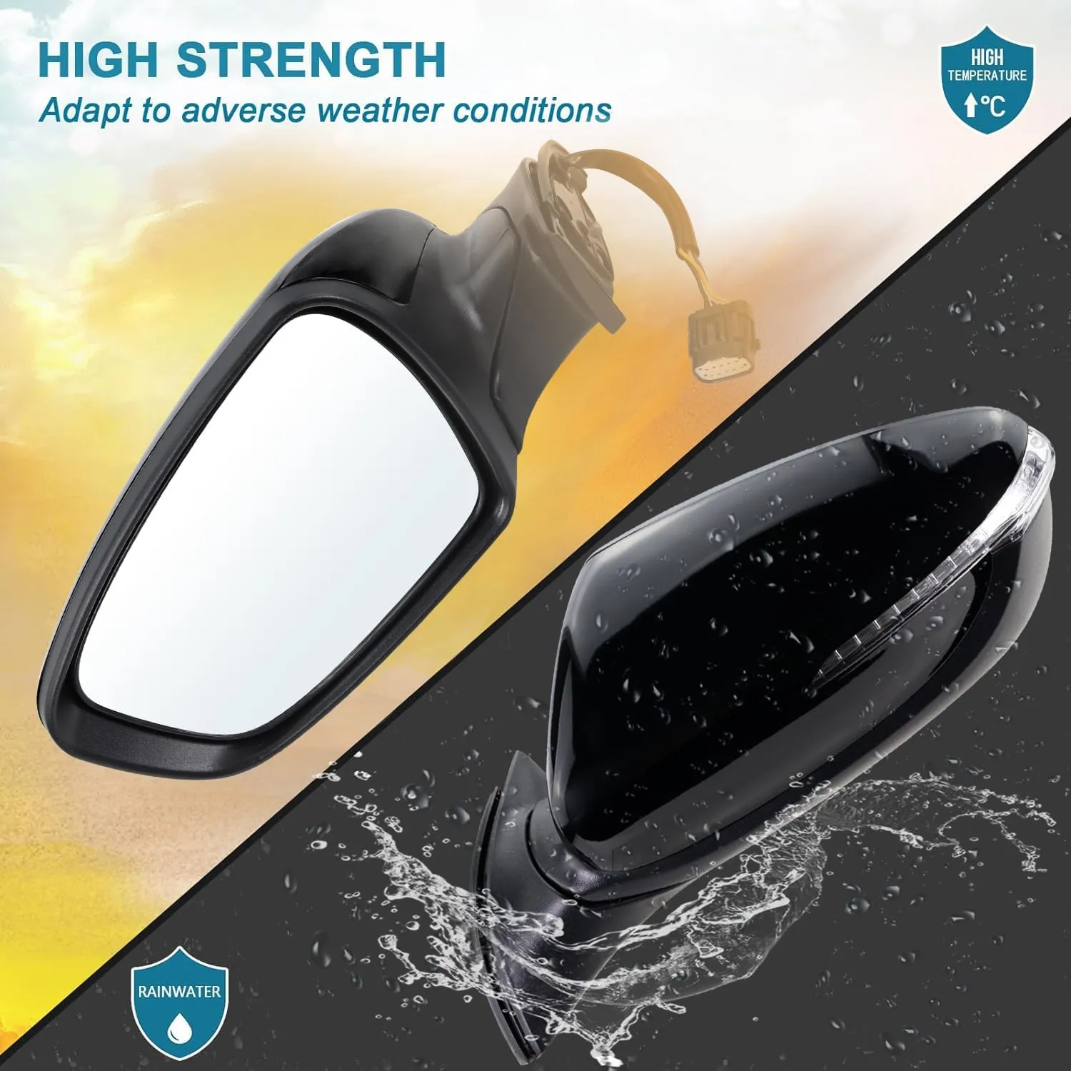 Left Driver side Mirror Compatible with 2014 2015 2016 Kia Forte with Manual Folding power glass Heated with turn signal Black Replace# KI1320182(6 Pins)