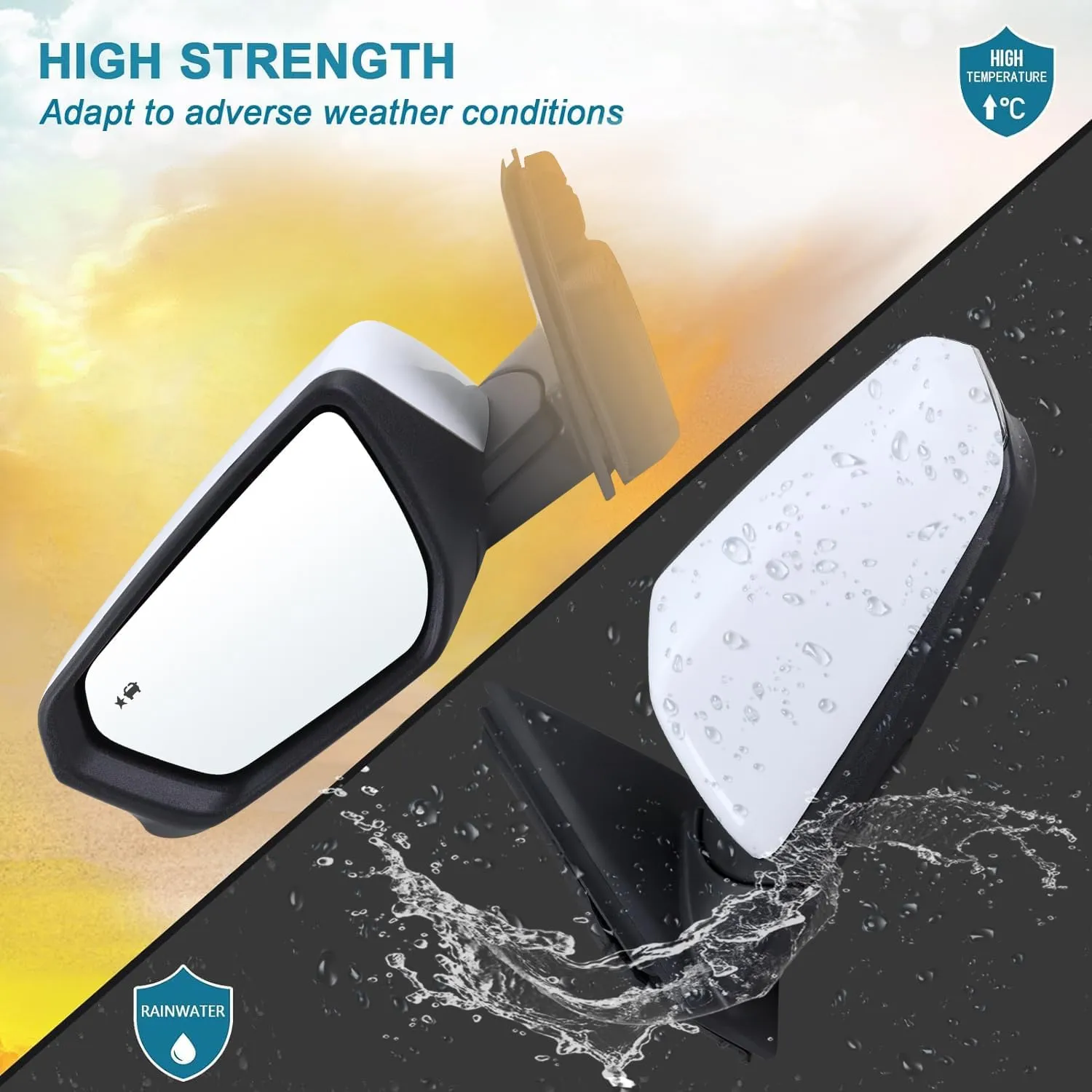 Left Driver Side Mirror Compatible With 2018 2019 2020 2021 2022 2023 2024 Chevy Equinox GMC Terrain With Power Glass Heated Turn Signal Blind Spot White Replaces#84225386(8 Pins)