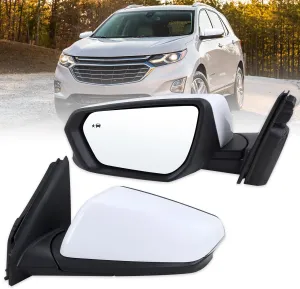 Left Driver Side Mirror Compatible With 2018 2019 2020 2021 2022 2023 2024 Chevy Equinox GMC Terrain With Power Glass Heated Turn Signal Blind Spot White Replaces#84225386(8 Pins)