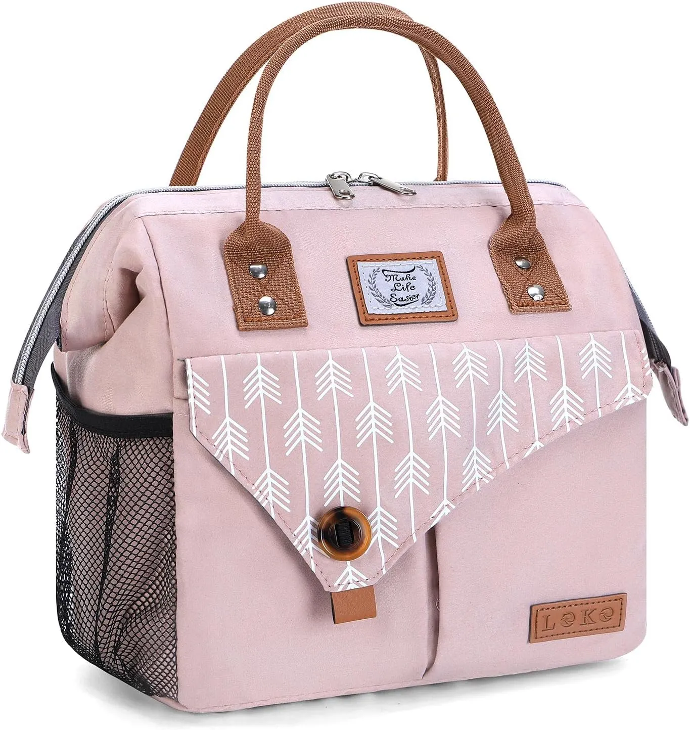 Lekesky Pink Lunch Bag for Women Insulated Lunch Box Leakproof Lunchbox for Adult Work