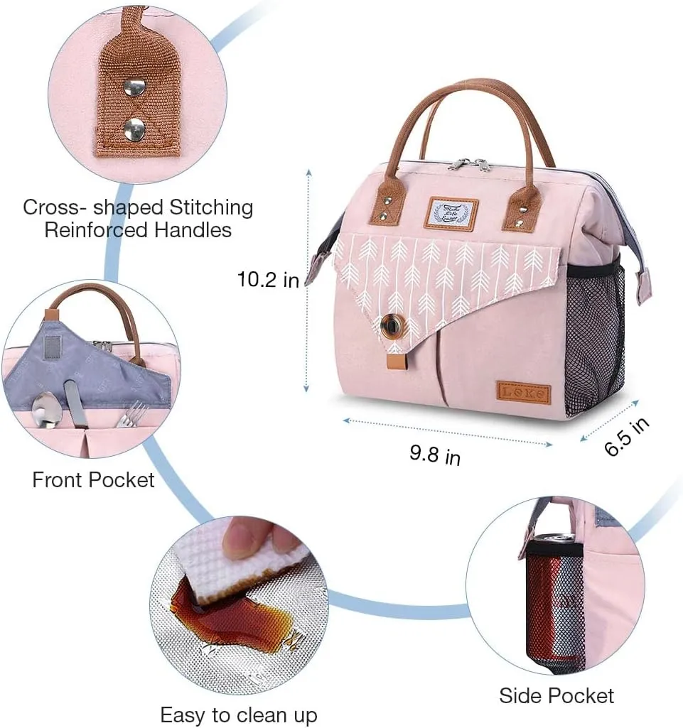 Lekesky Pink Lunch Bag for Women Insulated Lunch Box Leakproof Lunchbox for Adult Work