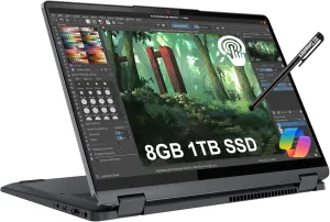 Lenovo IdeaPad Flex 5i 2-in-1 Laptop (14" FHD  Touchscreen, Intel Core i3-1215U, 8GB RAM, 1TB SSD) Convertible, Fingerprint, Backlit, FHD Webcam, 9-Hr Battery Life, IST Pen, Win 11 Home S Mode, Grey
