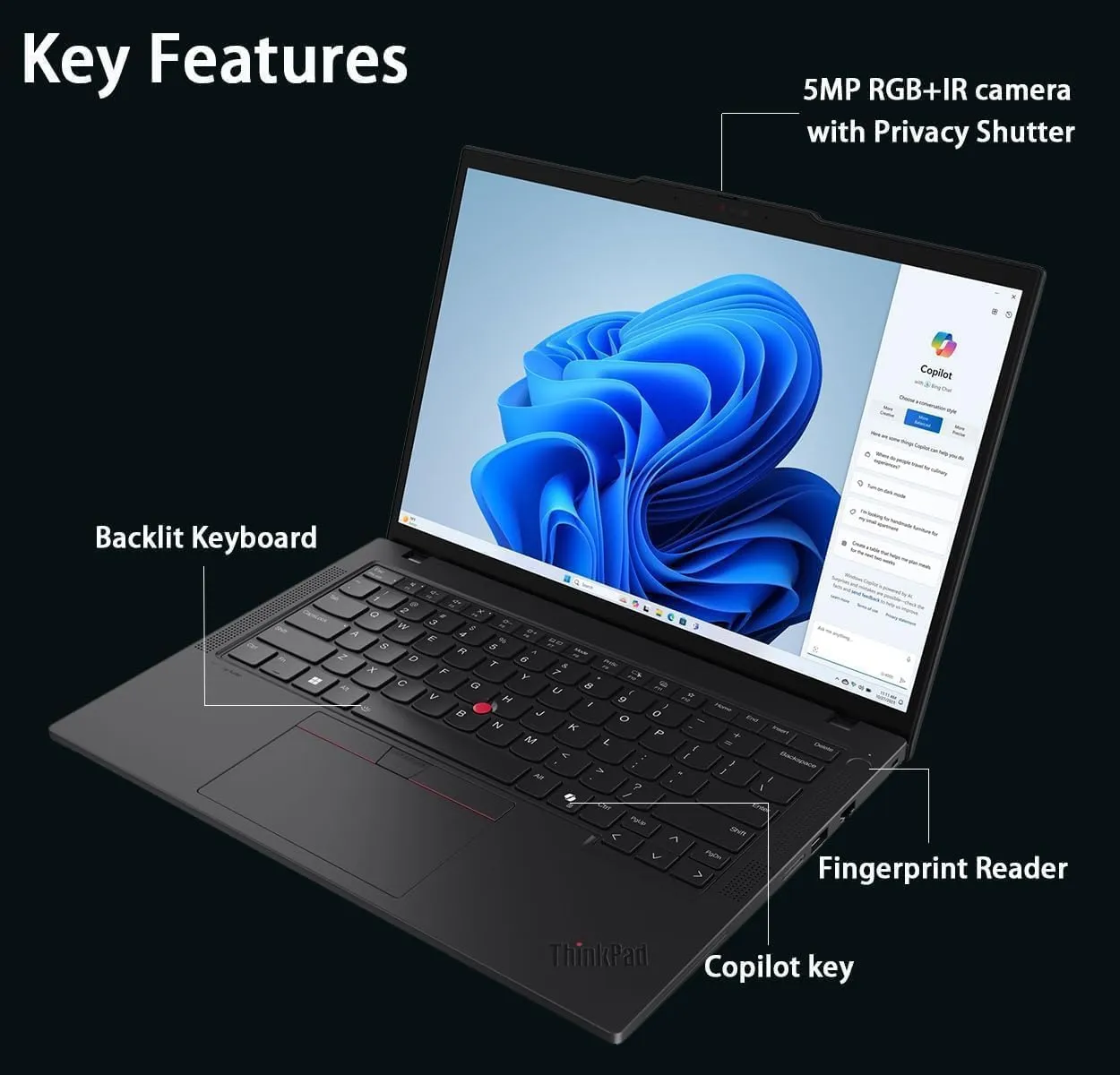 Lenovo ThinkPad T14 Business Laptop (14" FHD  IPS, Intel Ultra 7 155U, 64GB DDR5 RAM, 2TB SSD), 5MP HD Webcam, 2 Thunderbolt 4, Wi-Fi 6E AI PC, Win 11 Pro