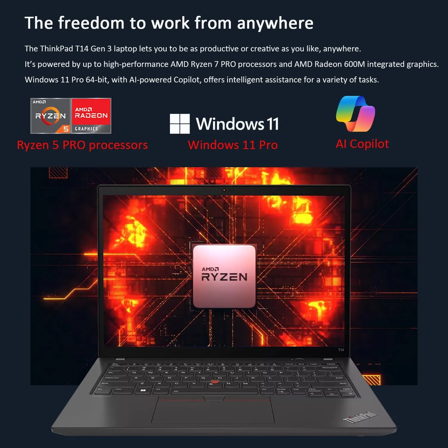 Lenovo ThinkPad T14 Business Laptop (14" FHD  Touchscreen, AMD Ryzen 5 PRO 6650U, 16GB RAM, 512GB SSD, 6-Core (Beat i7-1250U)), Backlit, Fingerprint, 1080p Webcam, Wi-Fi 6E, Win 11 Pro w / AI Copilot