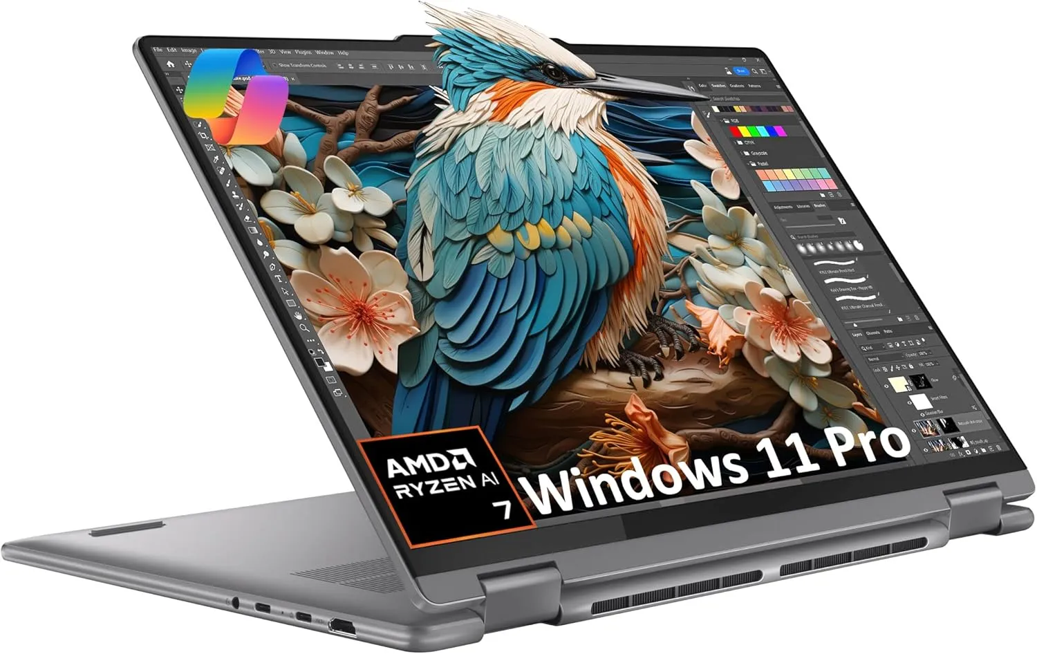 Lenovo Yoga 7 7i 2-in-1 Laptop (16" FHD  Touchscreen, AMD Ryzen 7 8840HS (Beat i7-1355U), 16GB DDR5 RAM, 1TB SSD) AI PC, Backlit, Fingerprint, FHD IR Webcam, Win 11 Pro w/ Copilot, Arctic Grey