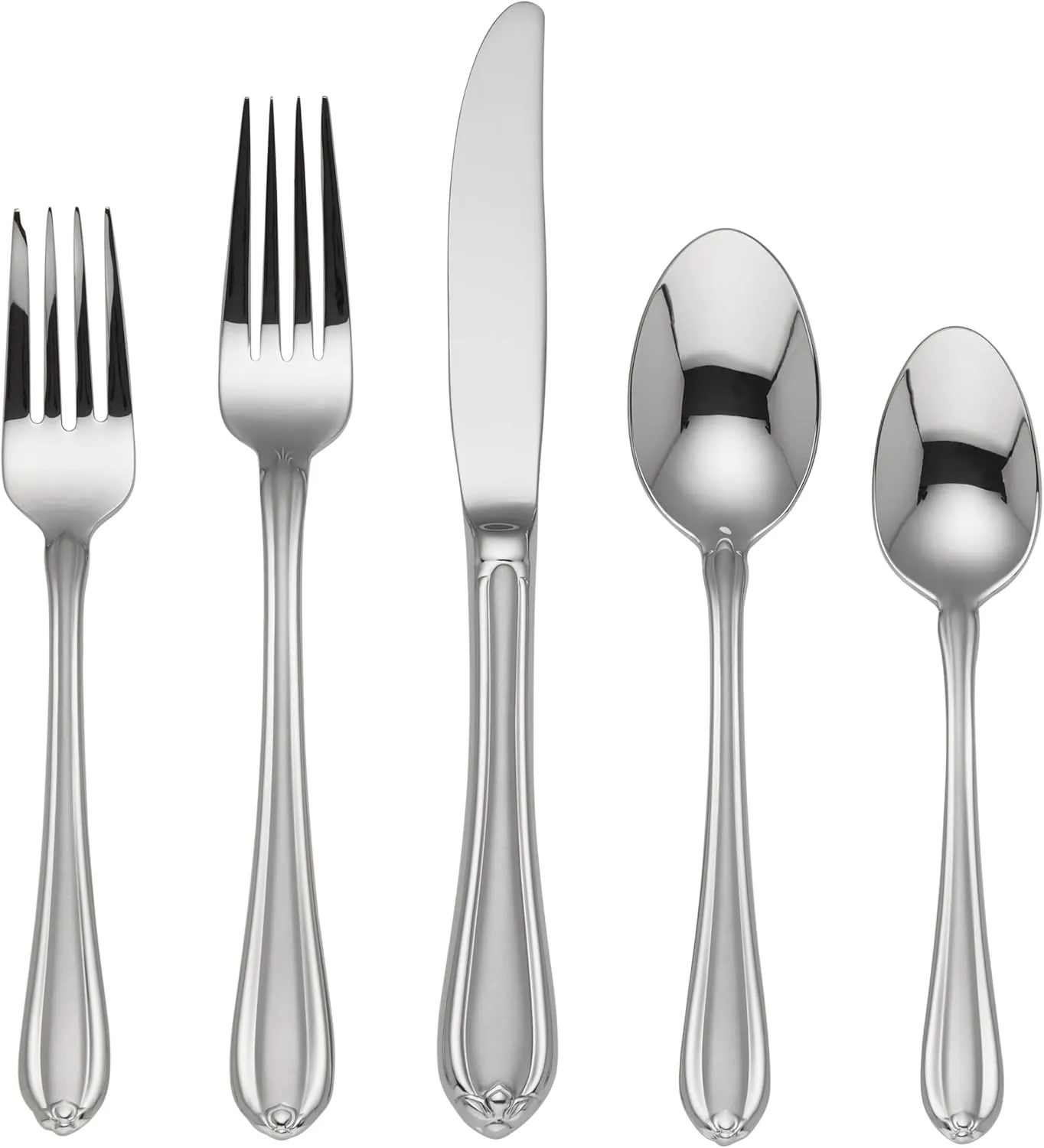 Lenox Gorham Unisex Melon Bud Frosted 5 Piece Place Setting Stainless, Silver -
