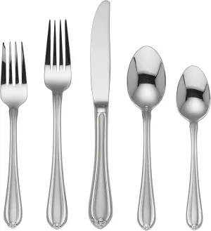Lenox Gorham Unisex Melon Bud Frosted 5 Piece Place Setting Stainless, Silver -