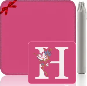 Letter H Mahjong Gaming Mat - 32.4x32.4 Inch Embroidery Mat, Pink Non-Slip Surface for American Mahjong/Card Nights (Custom H)
