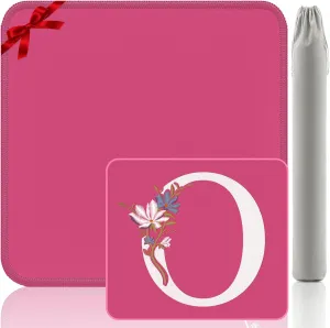 Letter O Mahjong Mat - Personalized Embroidery Game Mat 32.4x32.4 Inch, Pink Anti-Slip Design for Mahjong/Poker (Alphabet O)