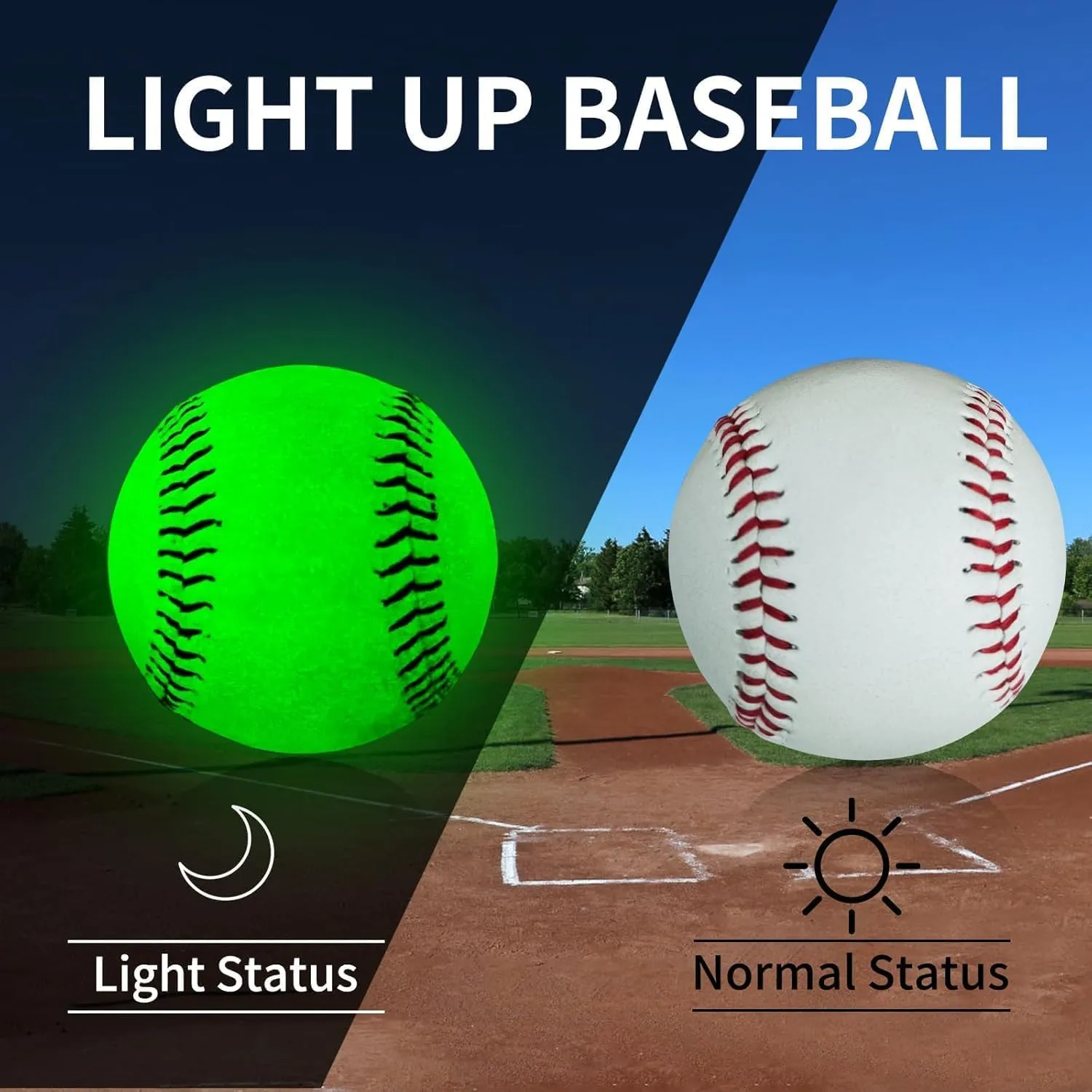 Light Up Baseball, Glow in The Dark Baseball Luminous Base Balls for Day & Night Games and Training Gift for Fans Games Official