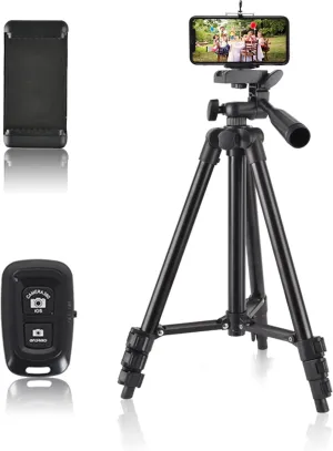 Lightweight Smart Phone Tripod Stand, 40" Aluminum Portable Extendable Travel Phone Tripod Stand with Phone Holder, Shutter, Carrying Bag, Perfect for Selfies/Live Stream/Vlogging/Video Recording