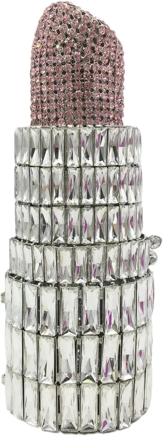 Lipstick Crystal Clutch Bag Women Novelty Evening Handbags Bridal Party Dinner Rhinestone Clutch Purse Prom Bag,Mini
