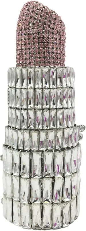 Lipstick Crystal Clutch Bag Women Novelty Evening Handbags Bridal Party Dinner Rhinestone Clutch Purse Prom Bag,Mini