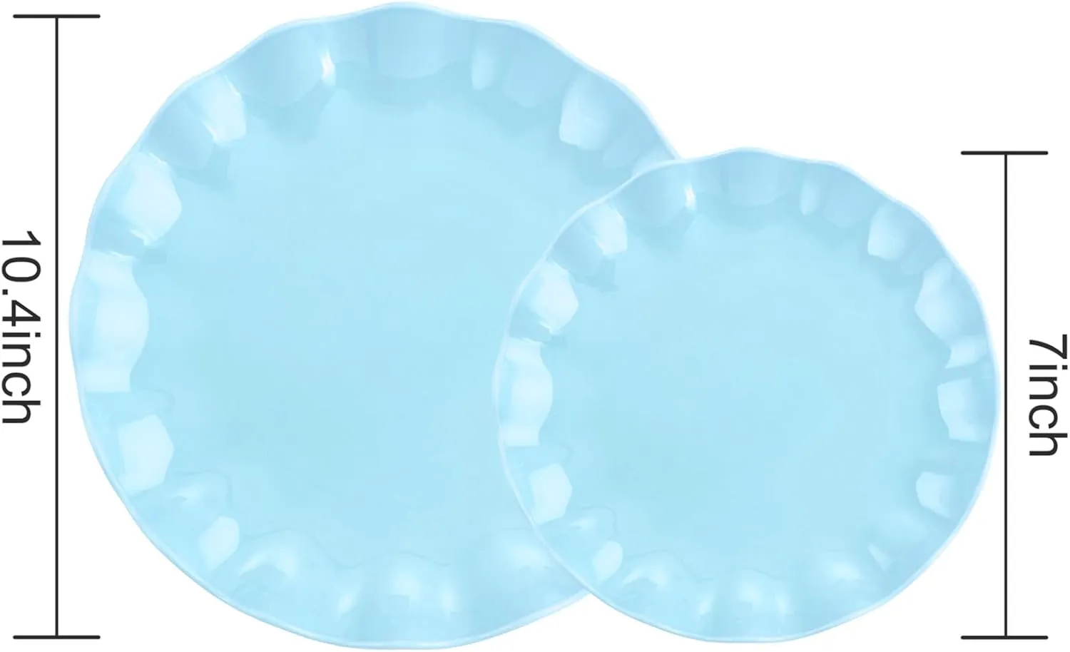 LIYH 24 Pcs Blue Plastic Plates Reusable - Unbreakable Light Baby Blue Scalloped Plates, Dishwasher Safe Camping Plate for Parties, Birthday, Picnics, BPA Free (12Guests)