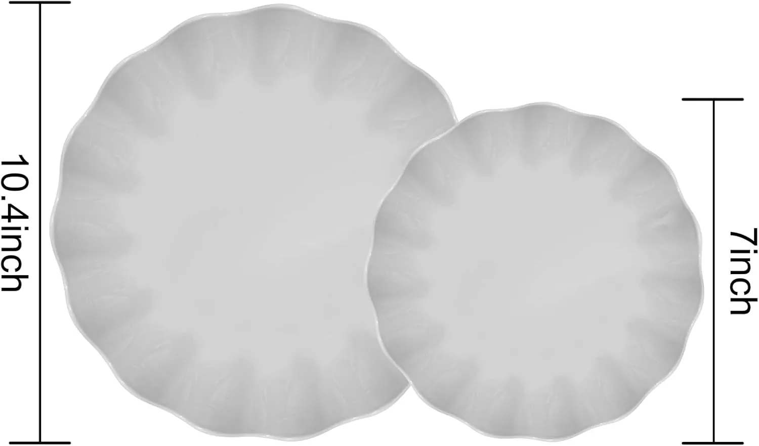 LIYH 24 Pcs Plastic Grey Scalloped Plates Reusable, Unbreakable Dinner Plate and Salad Plate, Dishwasher Safe Outside Plates for Parties, Picnics 12 Guests