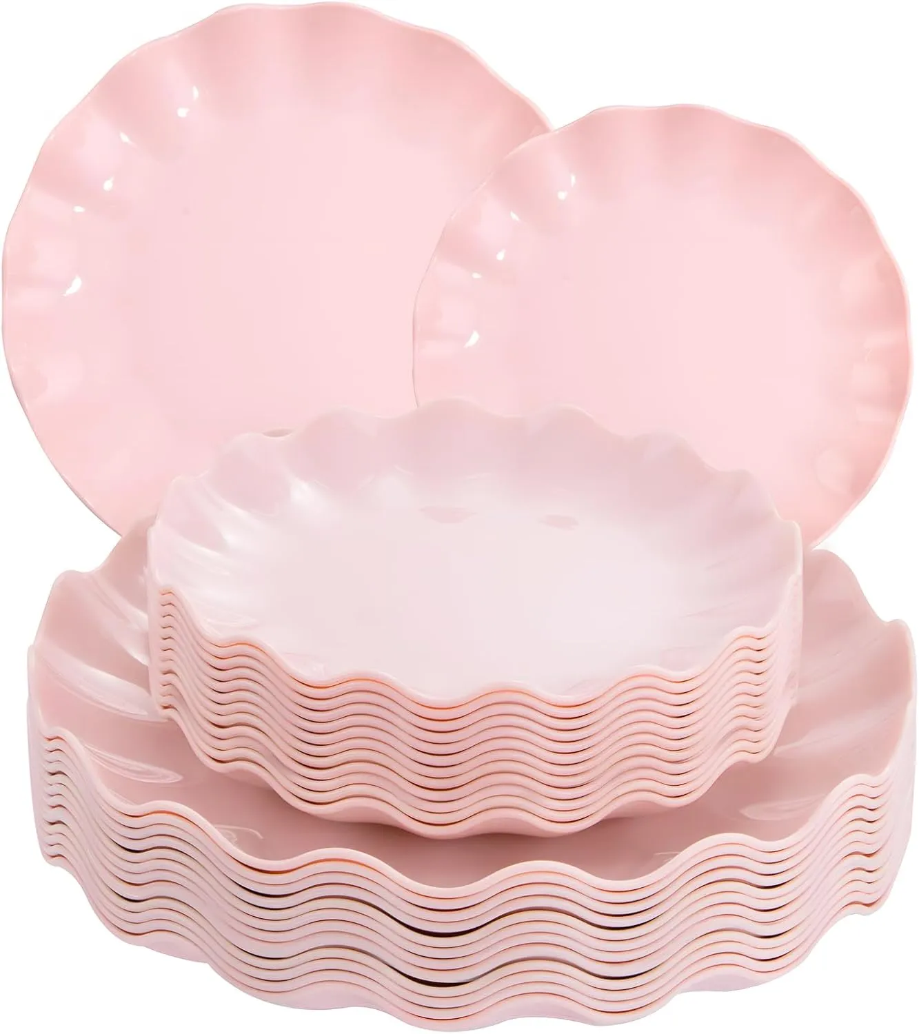 LIYH 24pcs Pink Plates Reusable,Pink Plastic Plate Durable and Dishwasher Safe,Baby Shower Plate, Light Weight Daisy Plastic Mothers Day Plates for Wedding Party Birthday