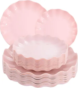 LIYH 24pcs Pink Plates Reusable,Pink Plastic Plate Durable and Dishwasher Safe,Baby Shower Plate, Light Weight Daisy Plastic Mothers Day Plates for Wedding Party Birthday
