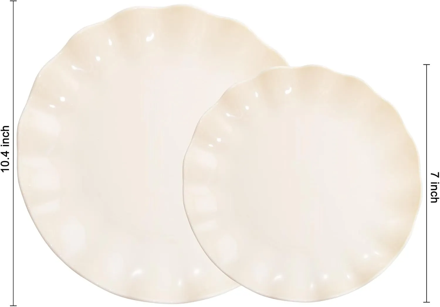 LIYH 24pcs Plastic Plates Reusable,Unbreakable Dinner Plates, Scalloped Plastic Plates, Dishwasher Safe,Ivory Plate Sets Perfect for Parties, Birthday, Picnics, BPA Free(12Guests)