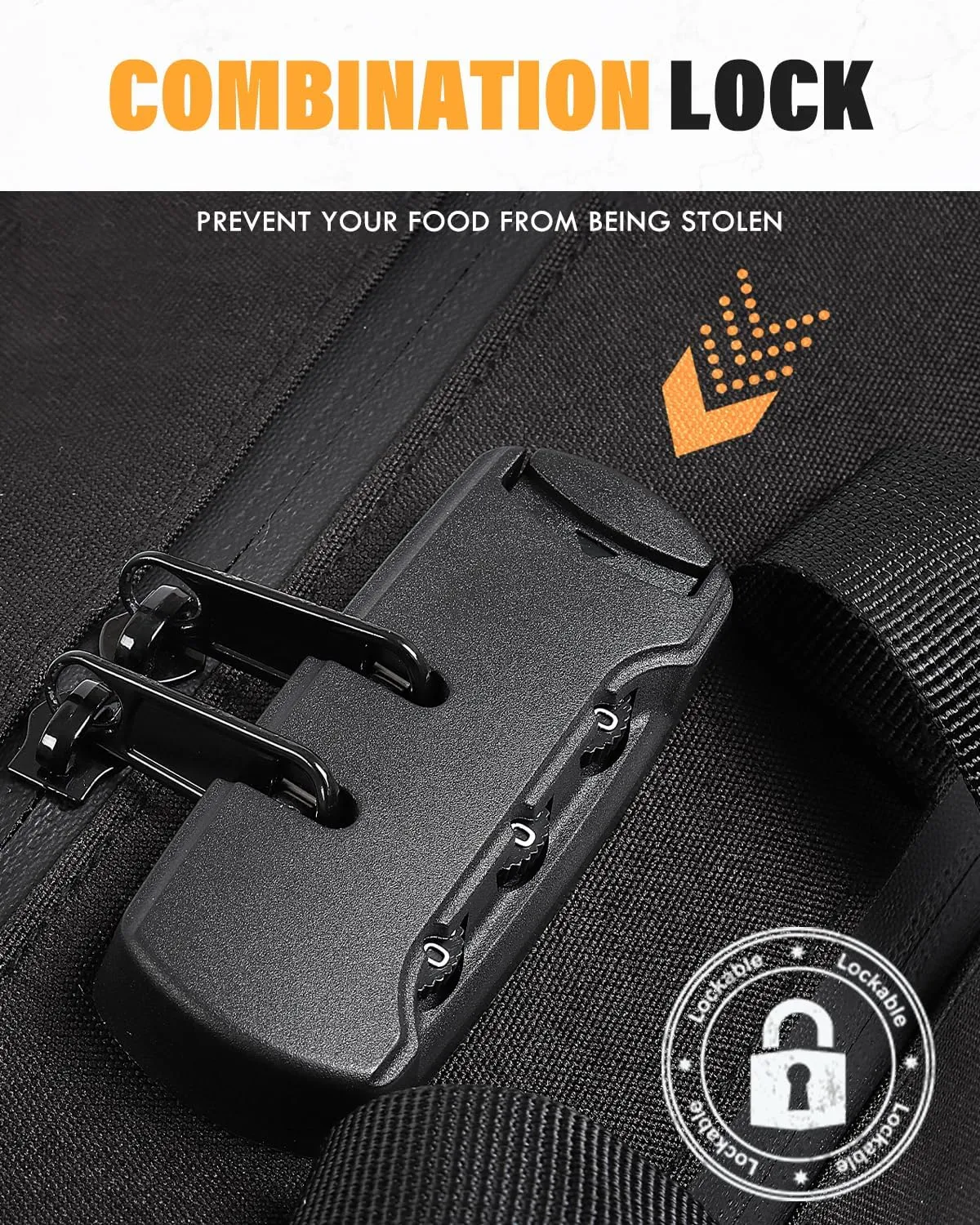 Lockable Lunch Box with Combination Lock，Insulated Lunch Bag Reusable Leakproof Cooler bag For Travel Work (Grey)