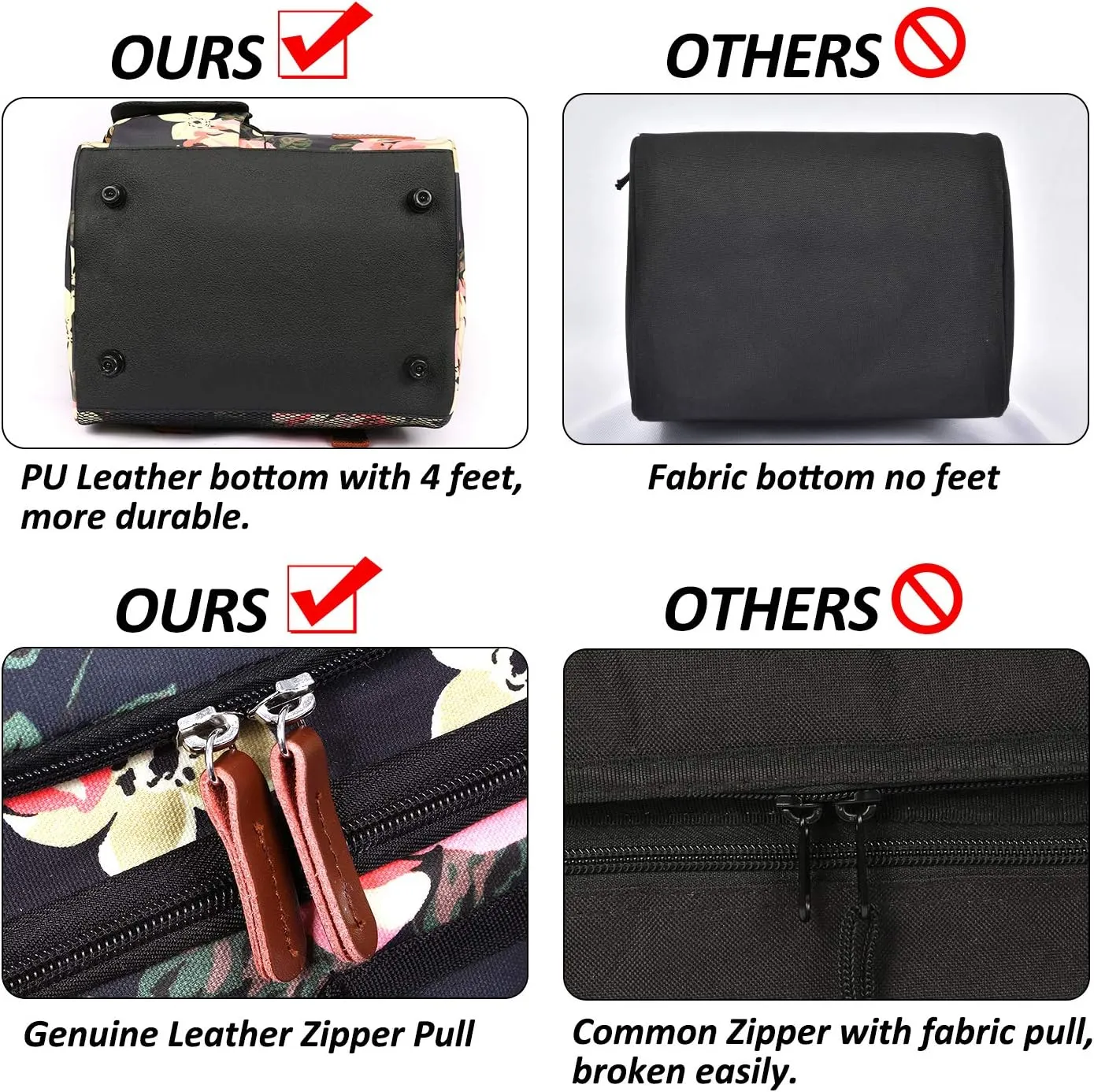 LOKASS Lunch Bag Women Double Deck Insulated Lunch Box Large Cooler Tote Bag with Removable Shoulder Strap Wide Open Thermal Meal Prep Lunch Organizer Box for Adults Work/Outdoor, Black Peony