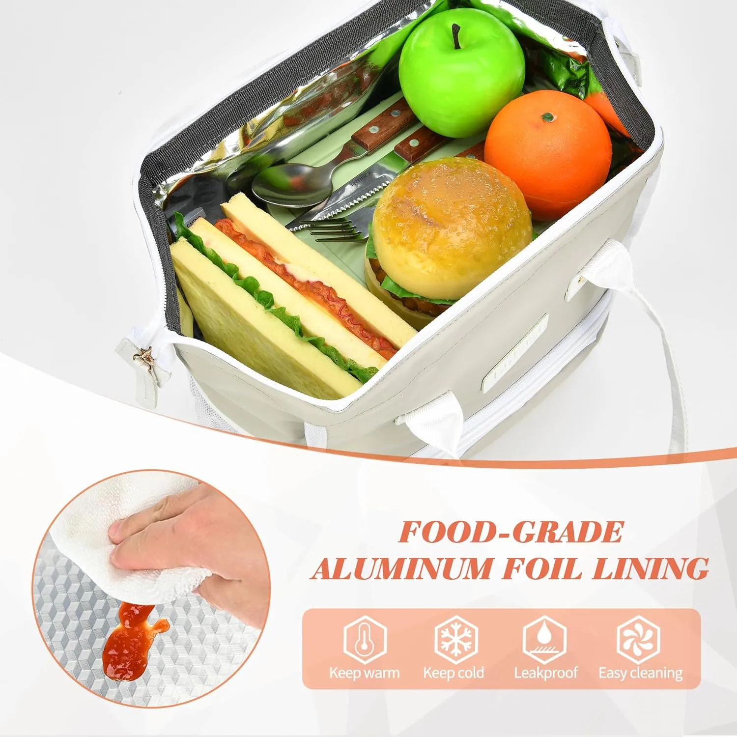 LOKASS Lunch Bag Women Insulated Lunch Box Wide-Open Lunch Tote Bag Large Waterproof Cooler Bag for Work Picnic Hiking Beach（Green）