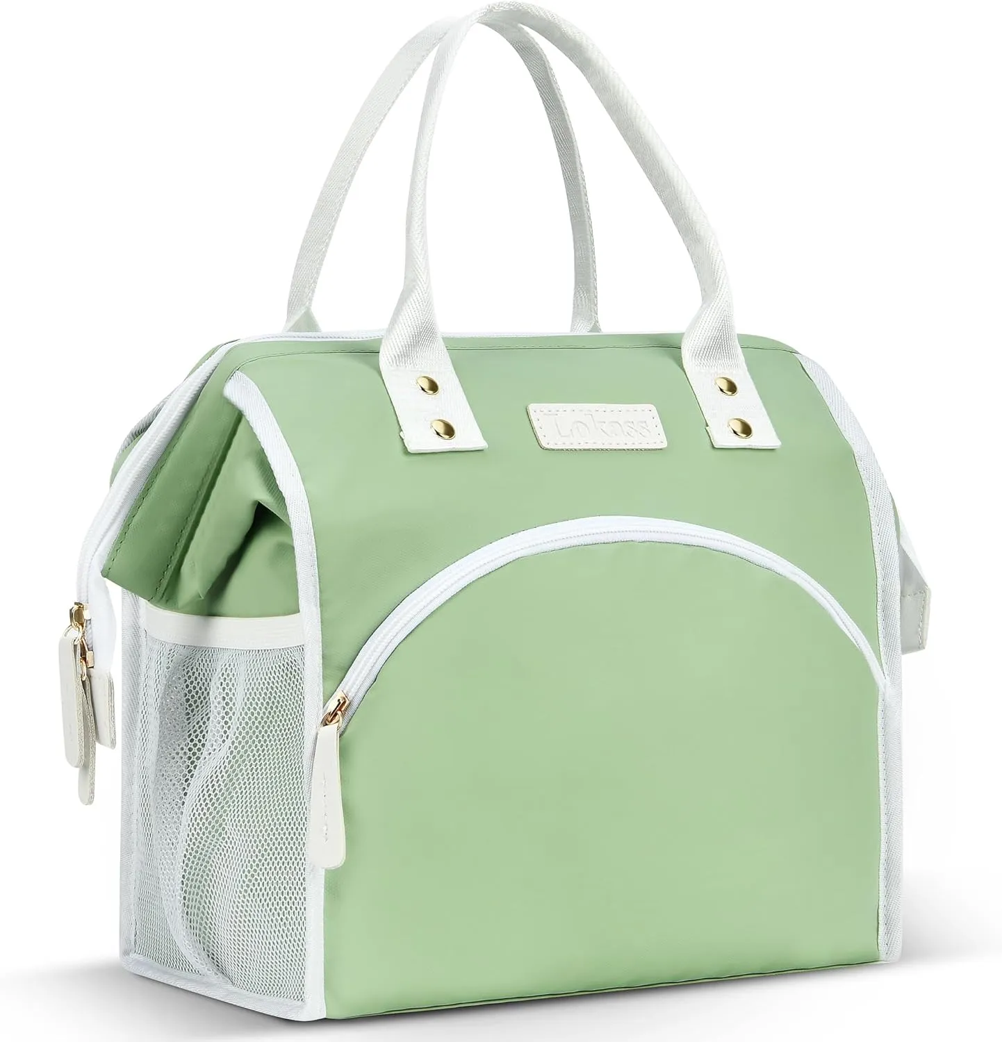 LOKASS Lunch Bag Women Insulated Lunch Box Wide-Open Lunch Tote Bag Large Waterproof Cooler Bag for Work Picnic Hiking Beach（Green）