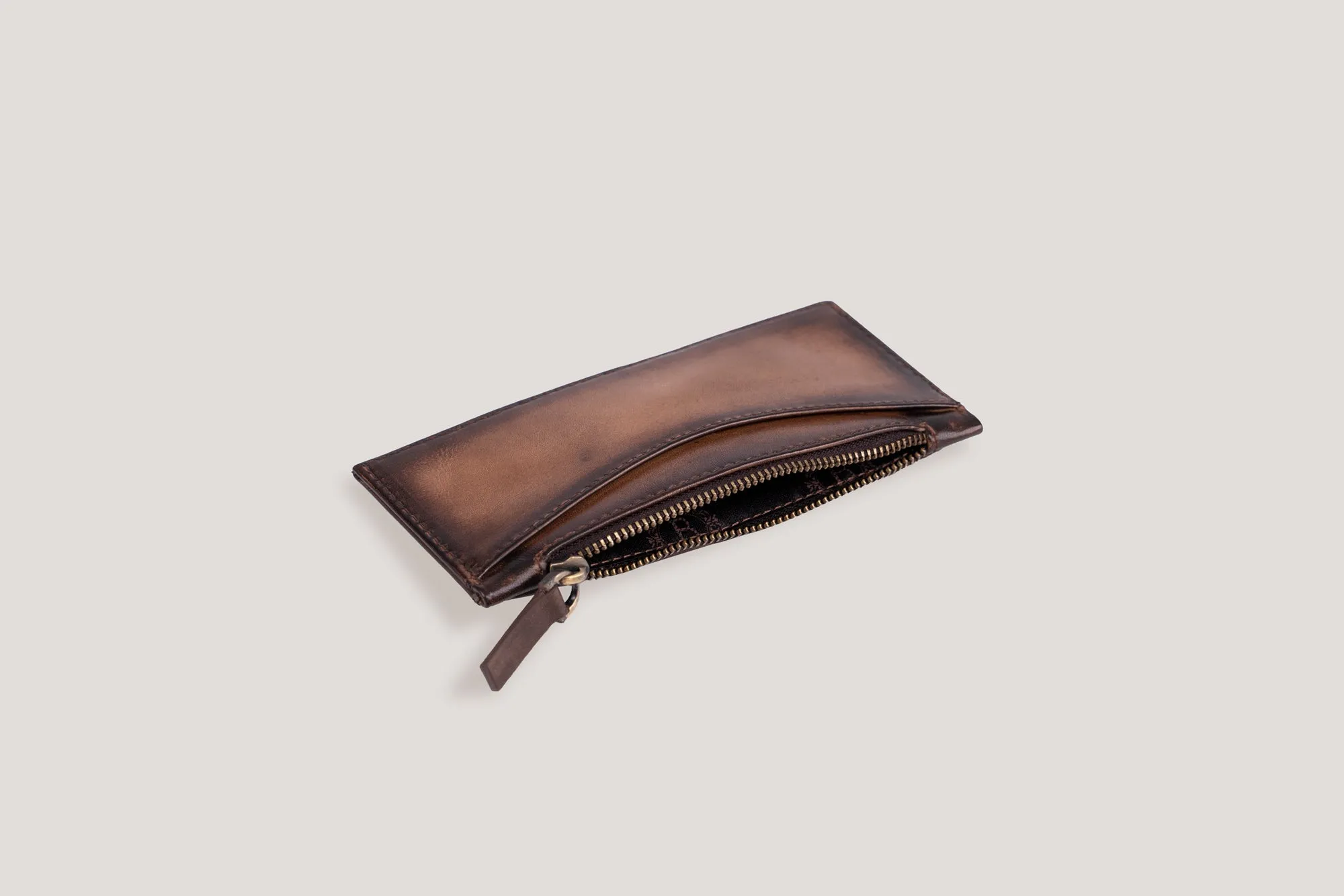 Long Zipper Card Holder Java Brown