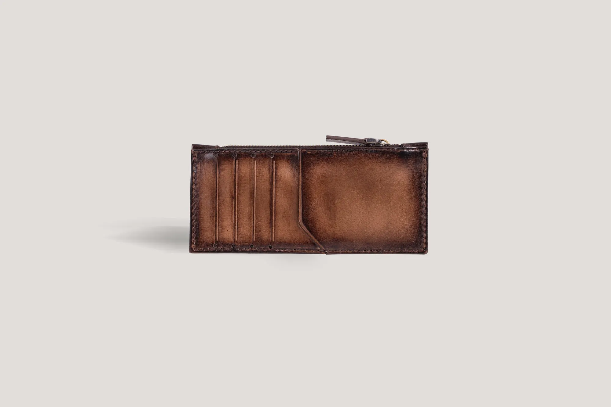 Long Zipper Card Holder Java Brown