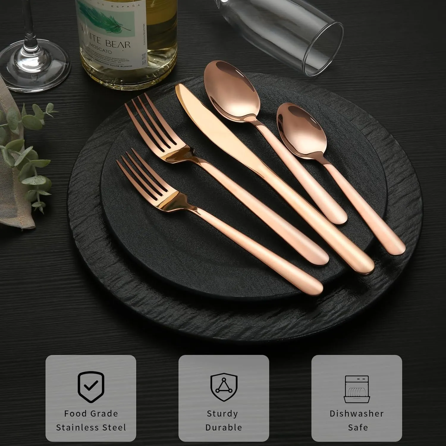 Lorena Flatware Set for 4, 20-Pieces Stainless Steel Silverware Sets Service for 4, 20 Pcs Cutlery Set Include Fork Knife Spoon Set,Dishwasher Safe