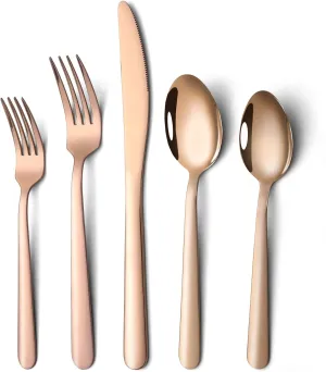Lorena Flatware Set for 4, 20-Pieces Stainless Steel Silverware Sets Service for 4, 20 Pcs Cutlery Set Include Fork Knife Spoon Set,Dishwasher Safe