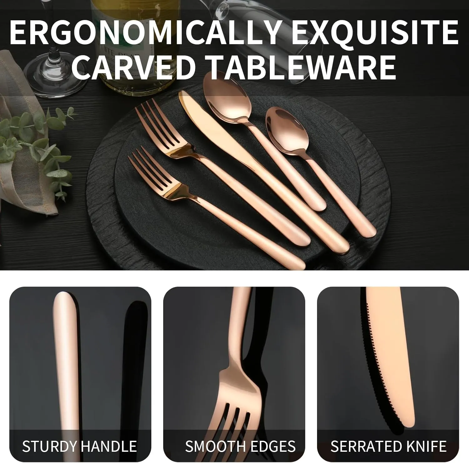 Lorena Flatware Set for 4, 20-Pieces Stainless Steel Silverware Sets Service for 4, 20 Pcs Cutlery Set Include Fork Knife Spoon Set,Dishwasher Safe
