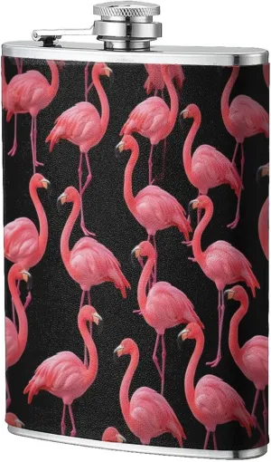 Lovely Pink Flamingos Portable Stainless Steel Small Flagon, Outdoor Flat Pocket Liquor Flask Wine Pot Hip Flask