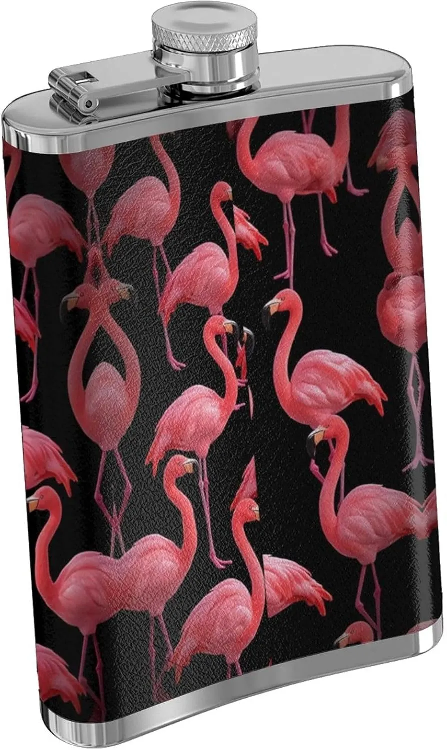 Lovely Pink Flamingos Portable Stainless Steel Small Flagon, Outdoor Flat Pocket Liquor Flask Wine Pot Hip Flask