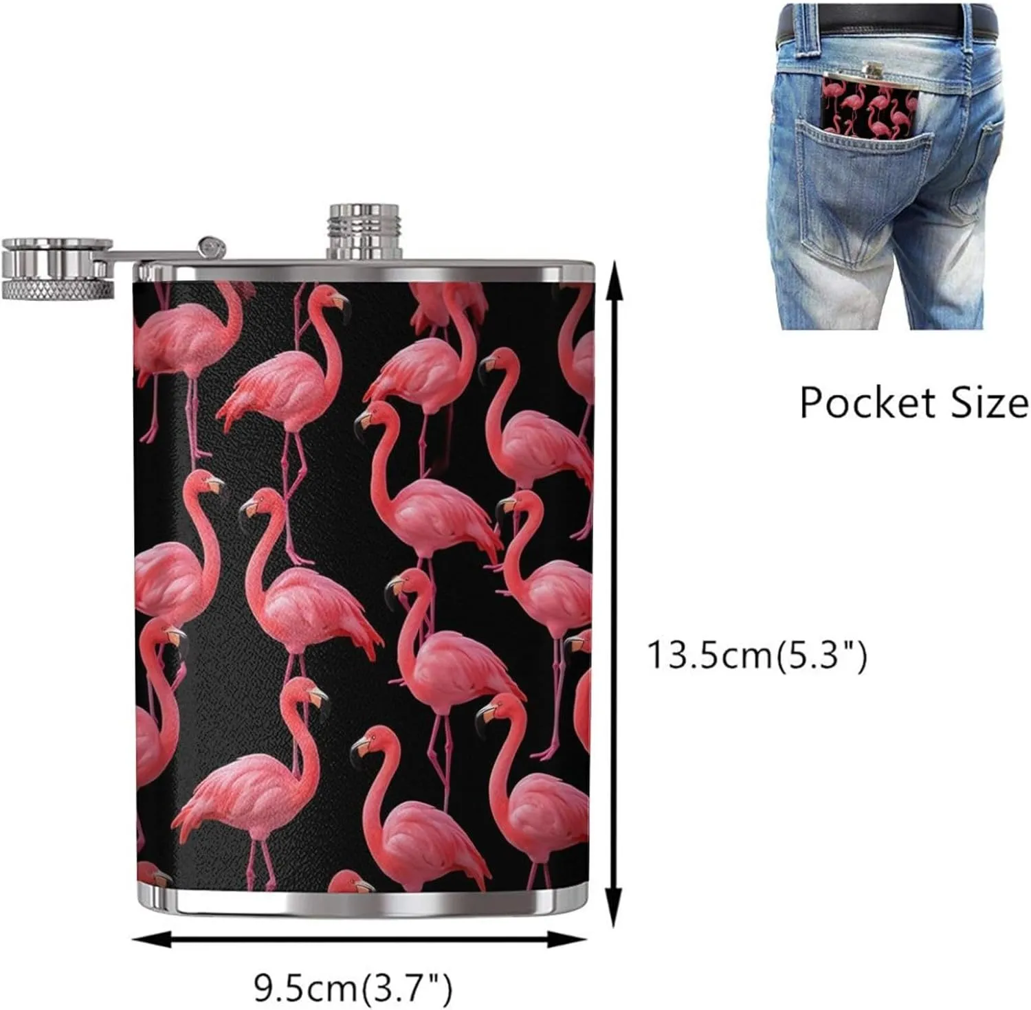 Lovely Pink Flamingos Portable Stainless Steel Small Flagon, Outdoor Flat Pocket Liquor Flask Wine Pot Hip Flask