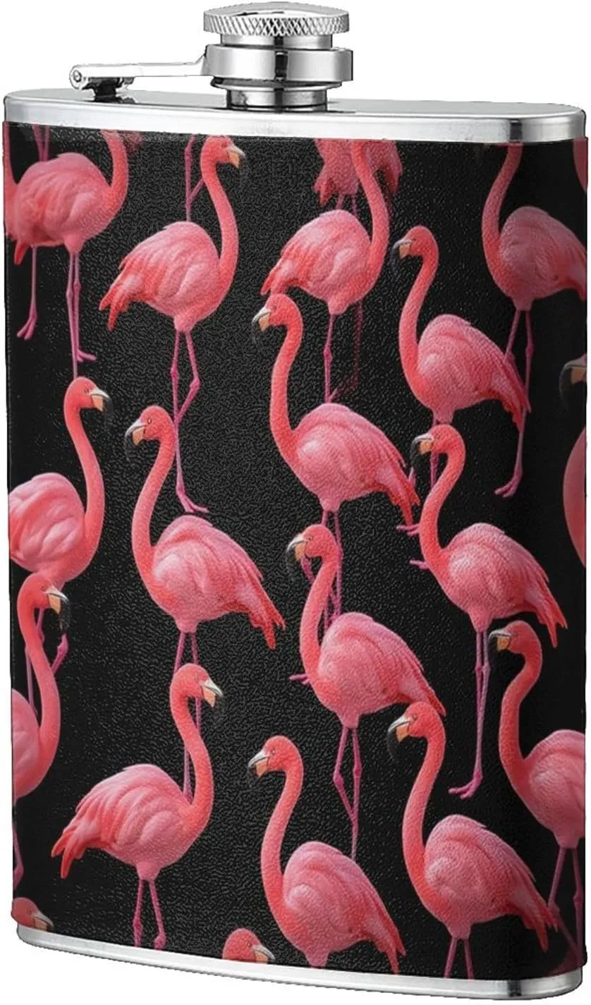 Lovely Pink Flamingos Portable Stainless Steel Small Flagon, Outdoor Flat Pocket Liquor Flask Wine Pot Hip Flask