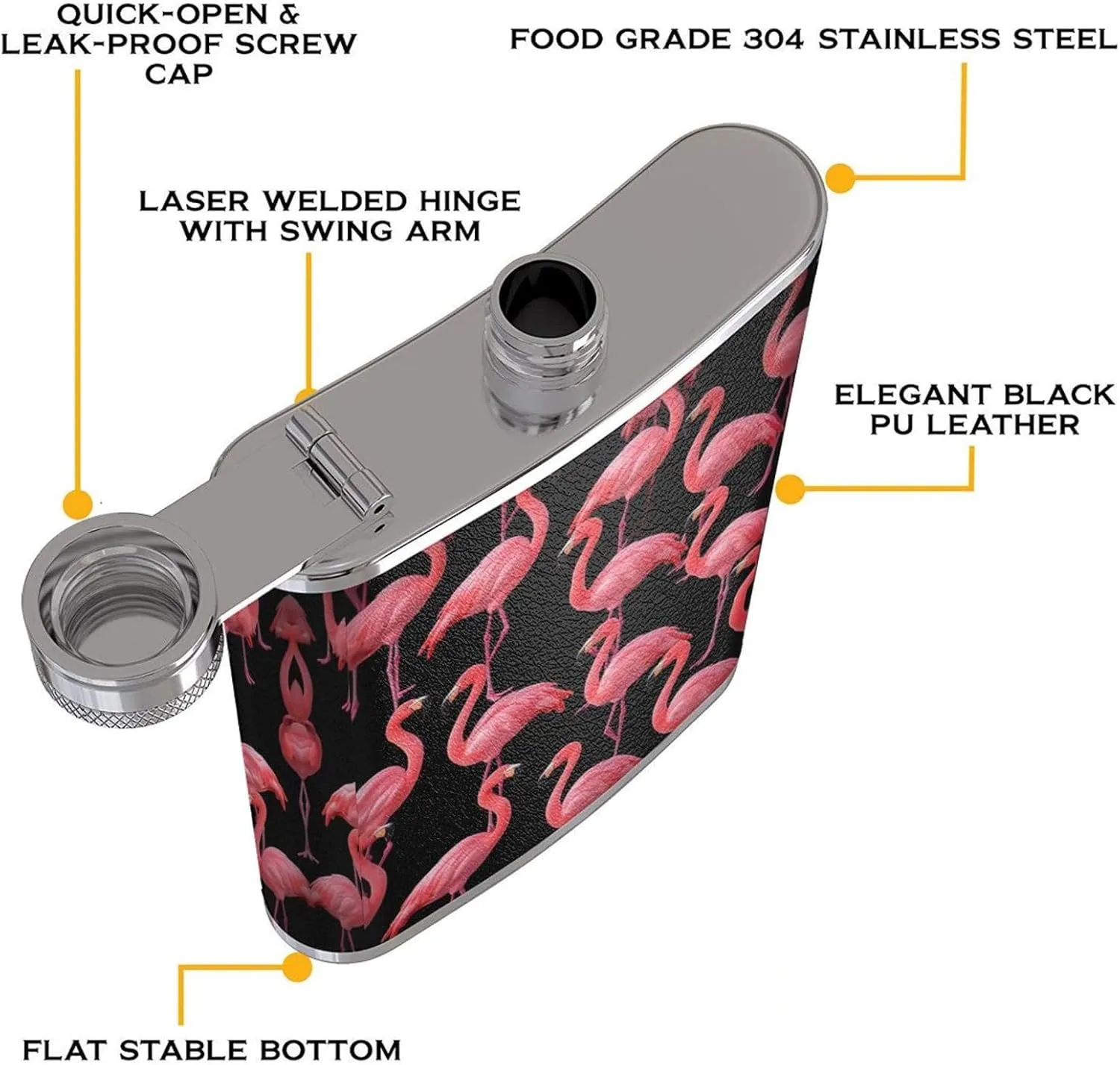 Lovely Pink Flamingos Portable Stainless Steel Small Flagon, Outdoor Flat Pocket Liquor Flask Wine Pot Hip Flask